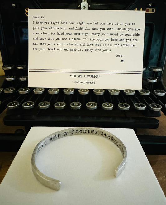 You Are A Warrior Cuff with Postcard