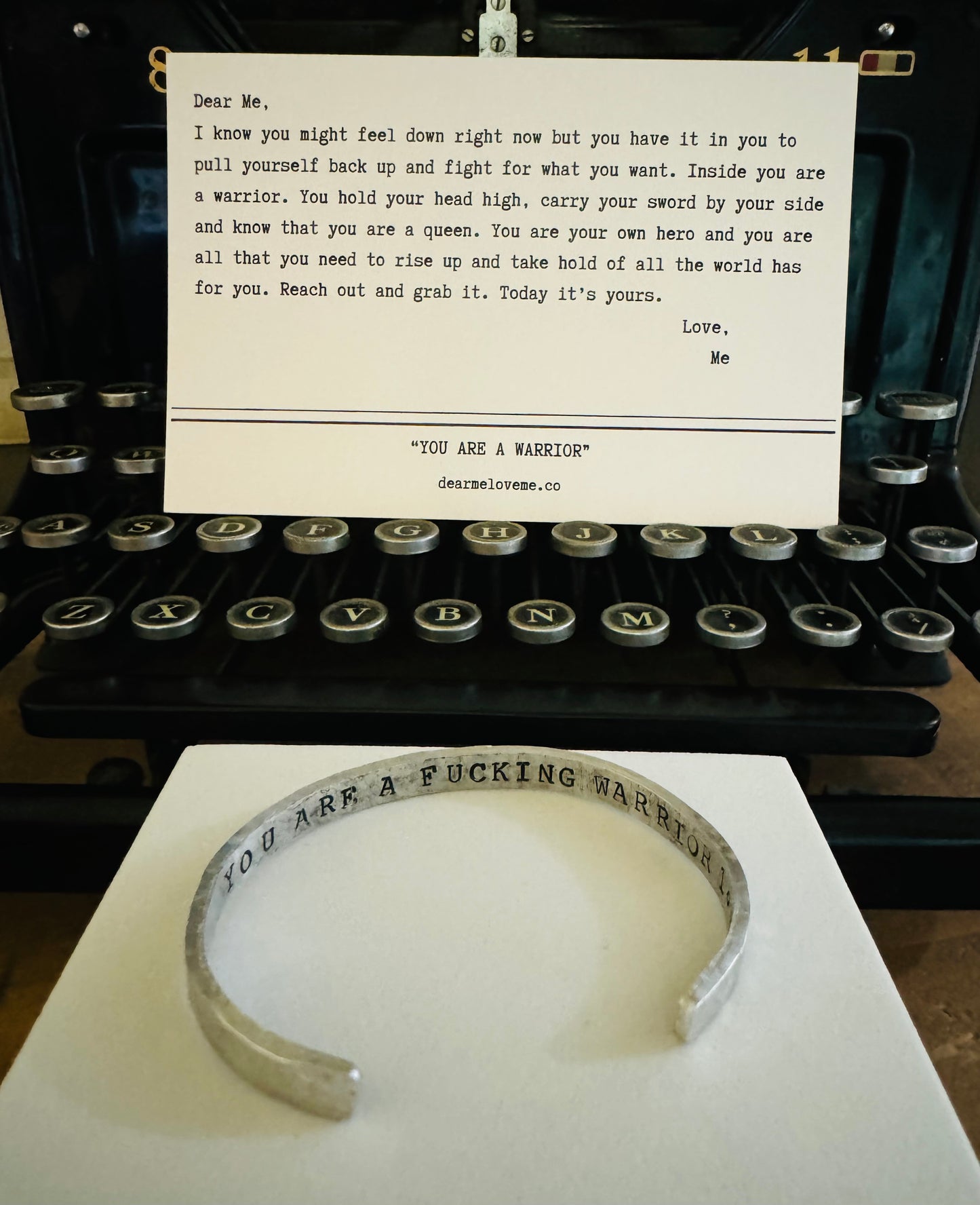 You Are A Warrior Cuff with Postcard