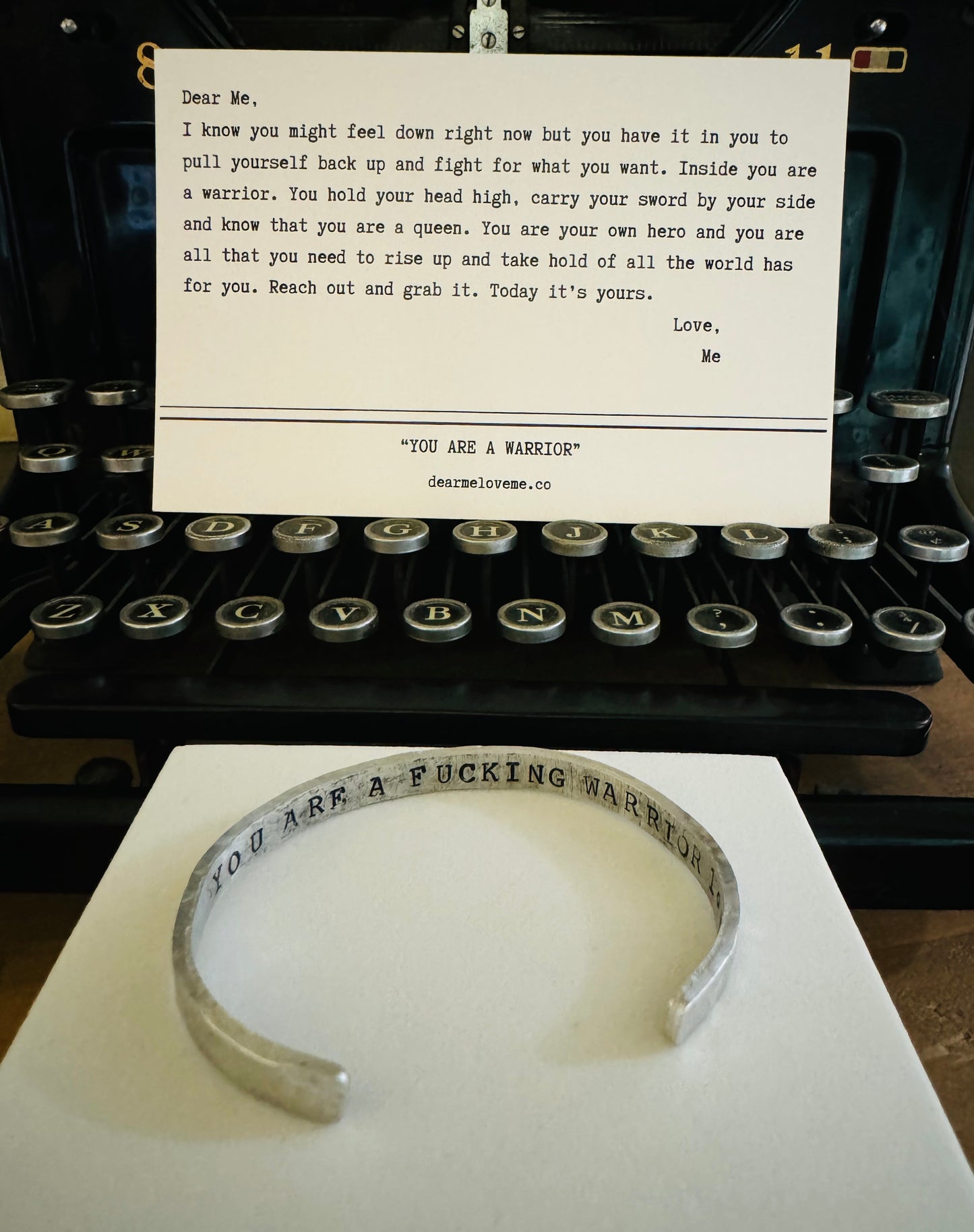 You Are A Fucking Warrior Cuff with Postcard